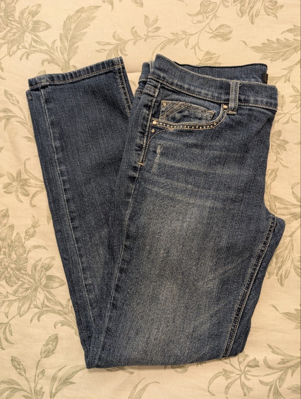 White House Black Market Women's Noir Slim Ankle Jeans With Studded Accents
